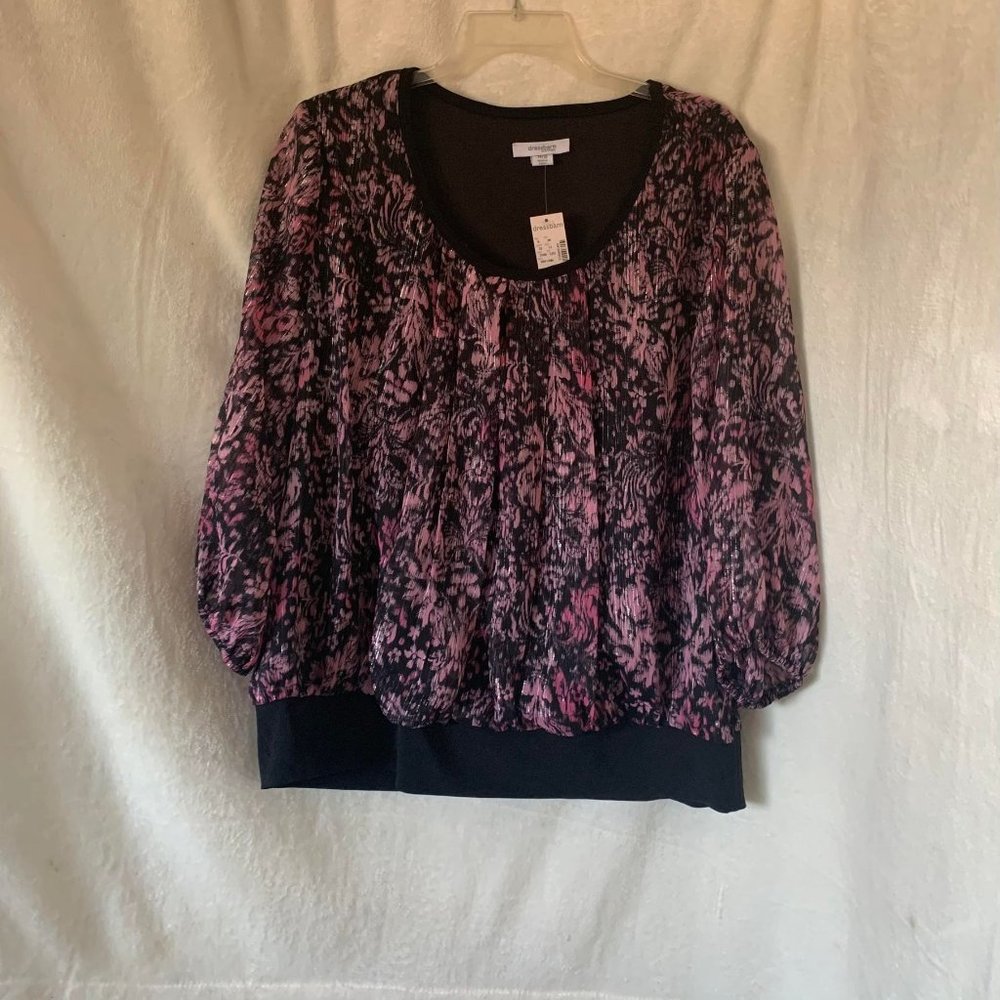 NWT Dressbarn Black Multi-Color Blouse Size 14-16